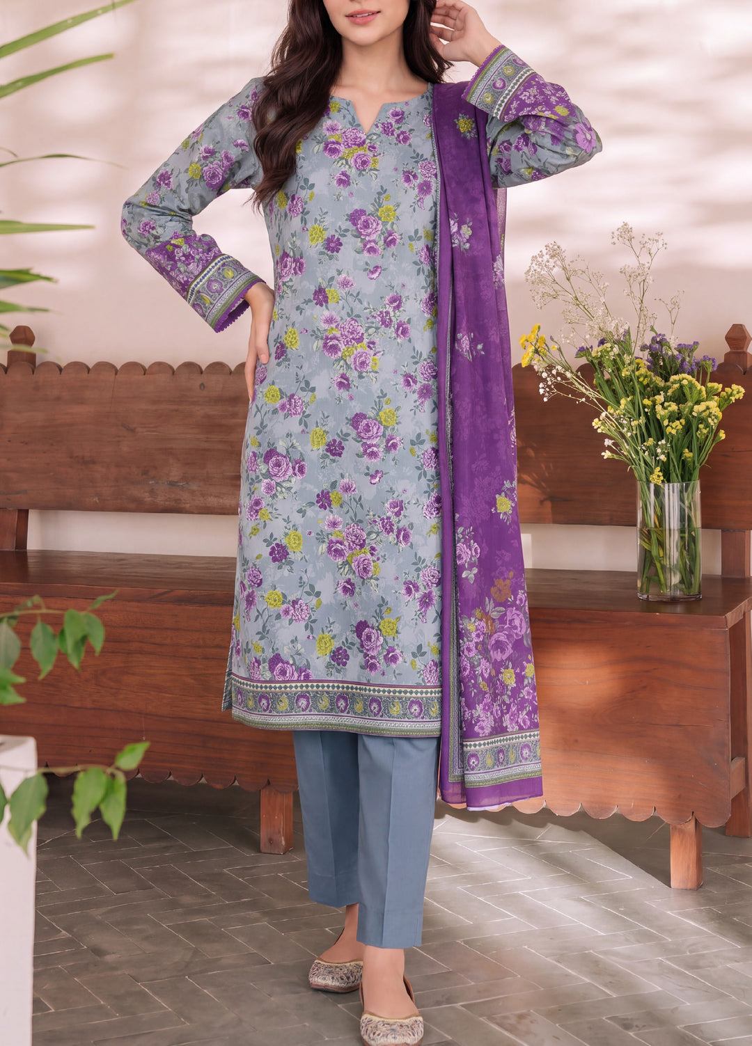 VS Textiles Unstitched Printed Lawn 3 Piece Suit VS26UL D-03 - Casual Collection