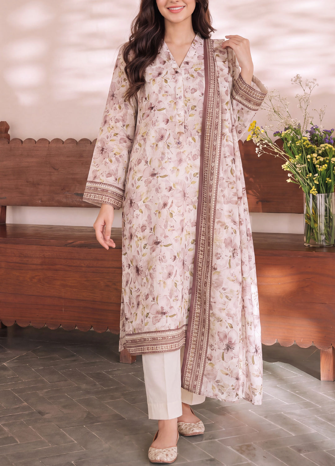 VS Textiles Unstitched Printed Lawn 3 Piece Suit VS26UL D-06 - Casual Collection