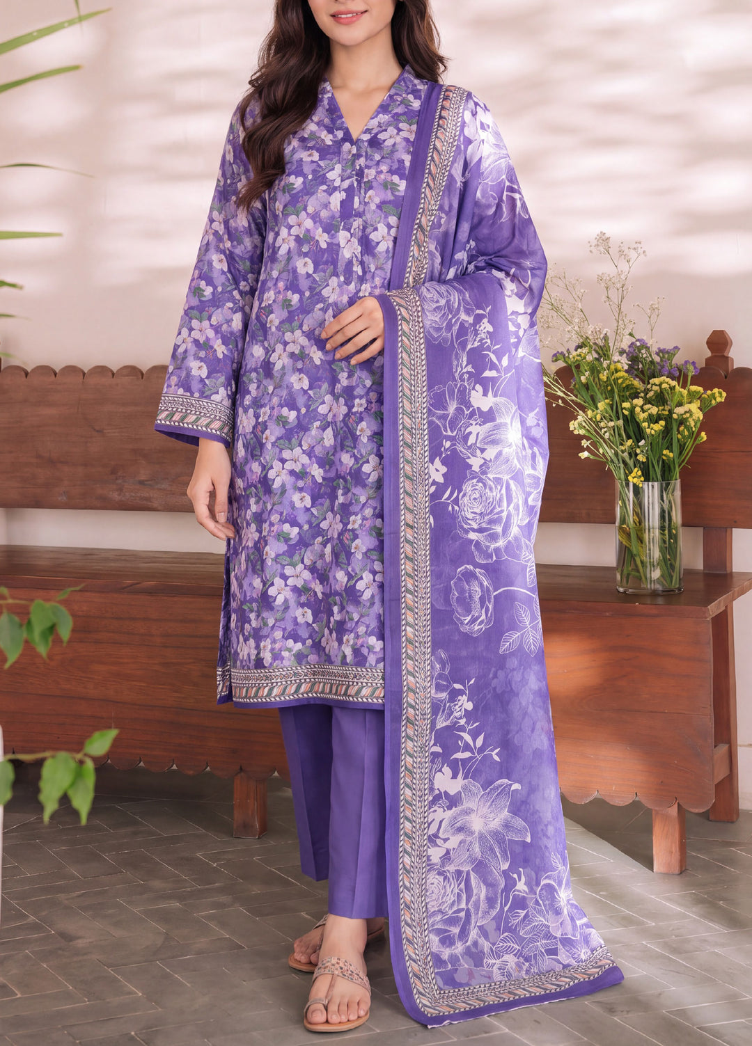VS Textiles Unstitched Printed Lawn 3 Piece Suit VS26UL D-07 - Casual Collection
