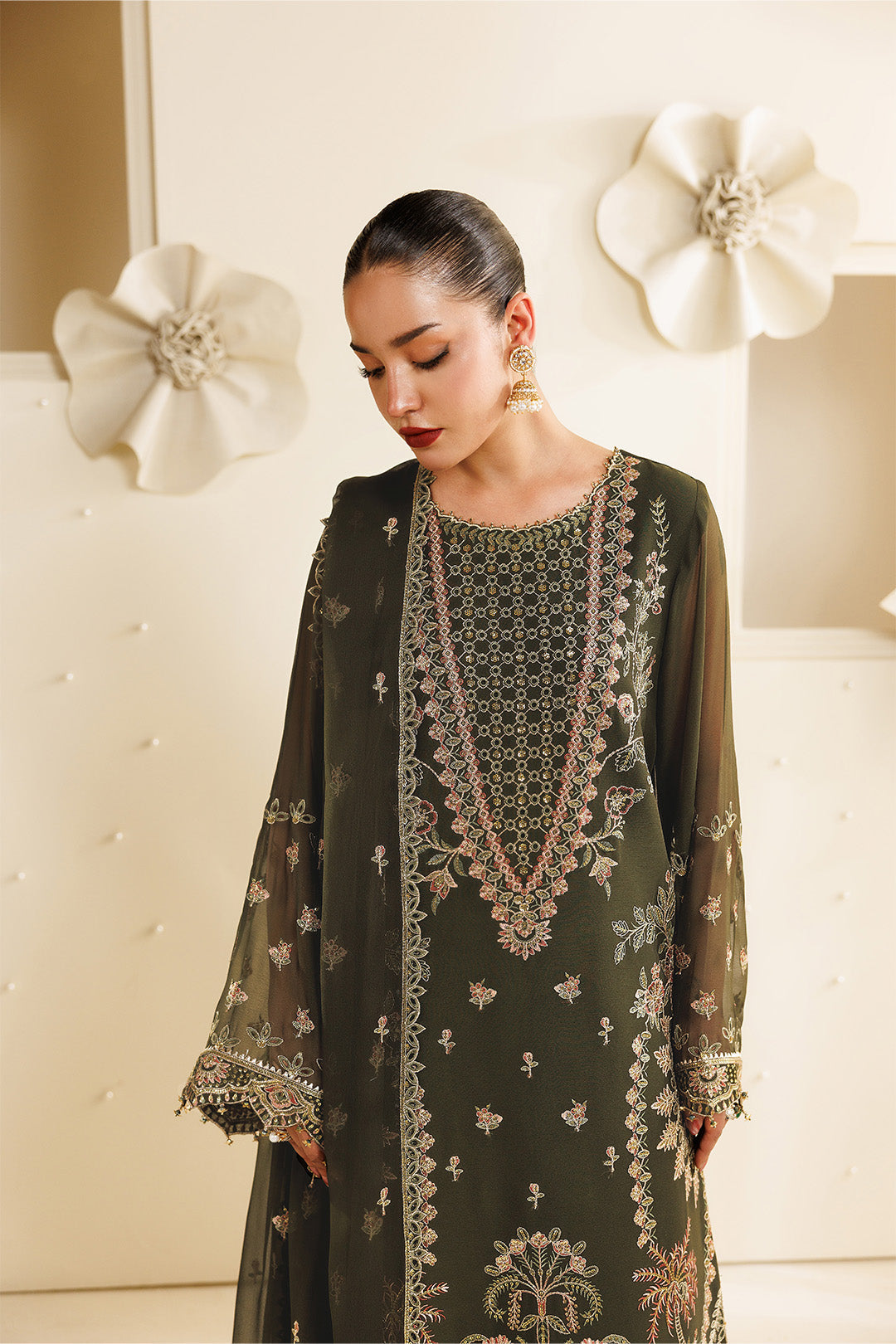 Sireine by Alizeh Fashion Unstitched Embroidered Chiffon 3 Piece Suit AF26UCS AF-CH-2295-SOREL - Festive Collection