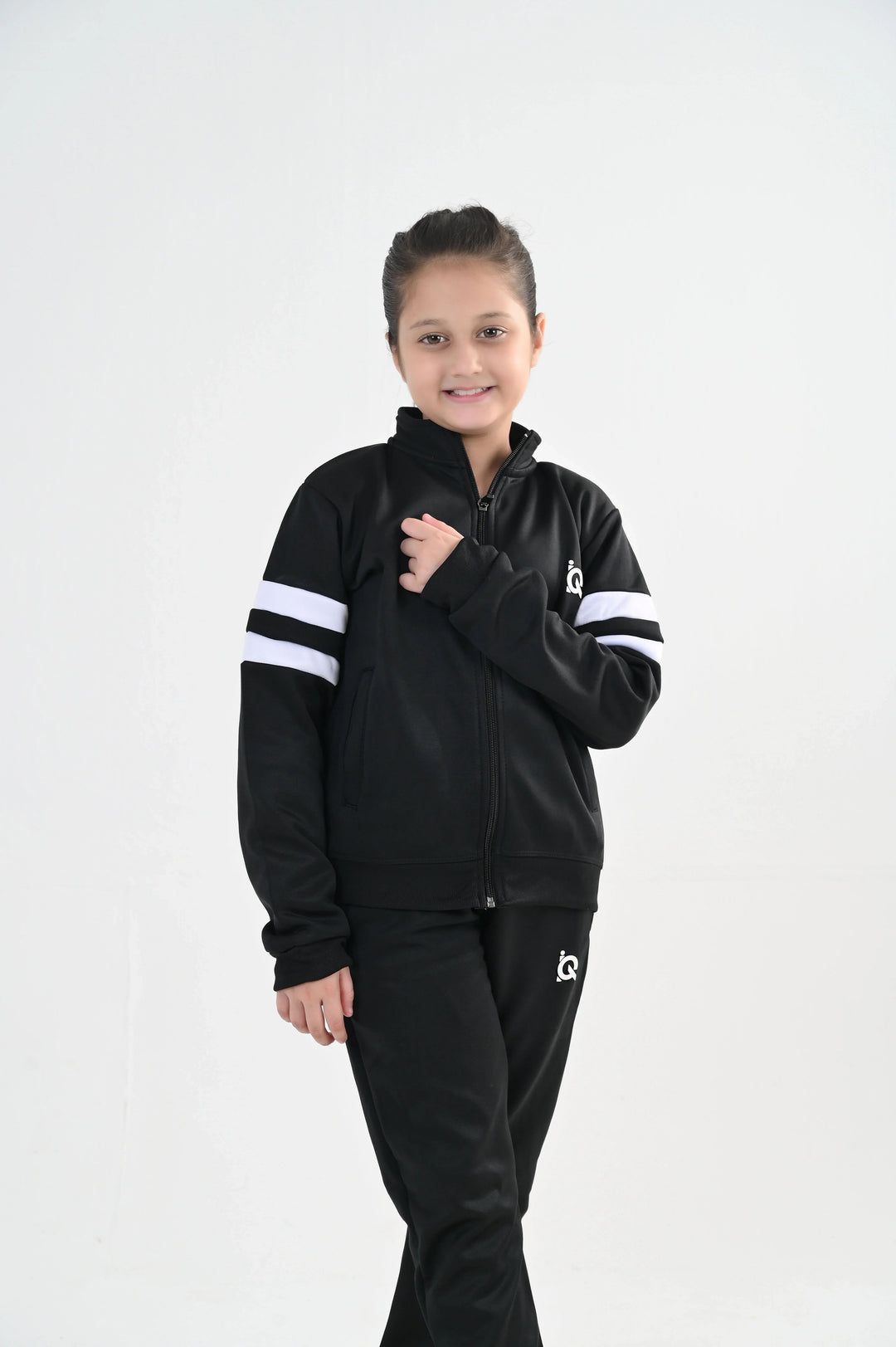IQ Exclusive Kids Track Suit Fleece 2 PieceContrast Band Zipper Tracksuit-Unisex Kids - Winter Collection
