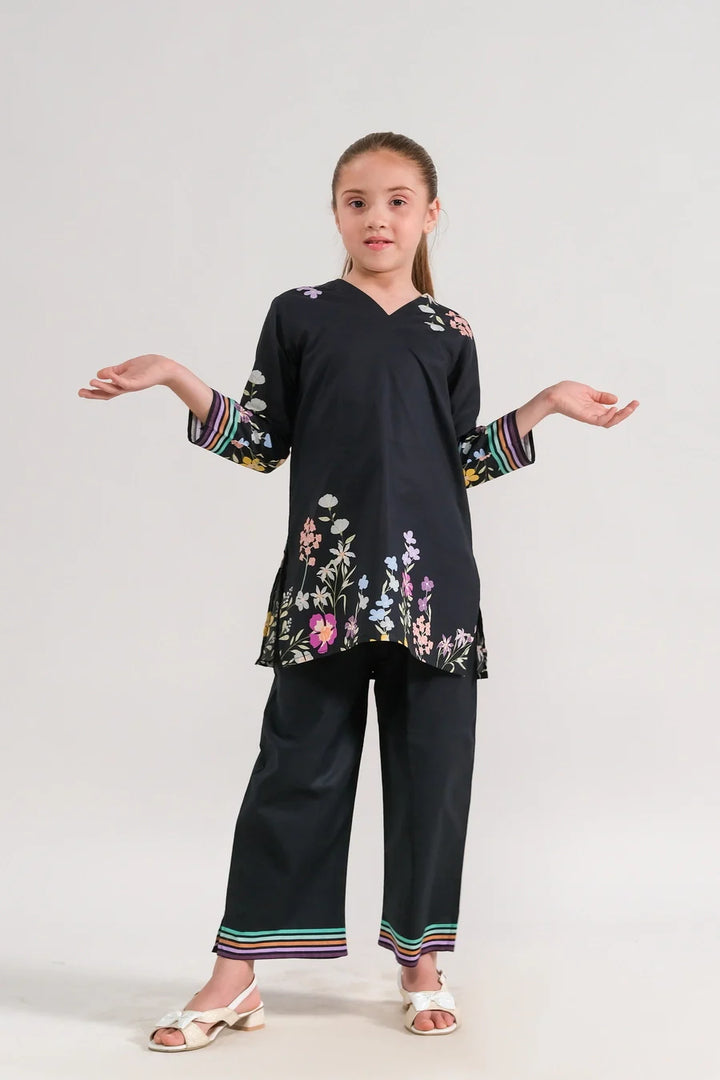 Dhaga Kids Pret Printed Poly lawn 2 Piece Floral Nocturne SPD25K - Summer Collection