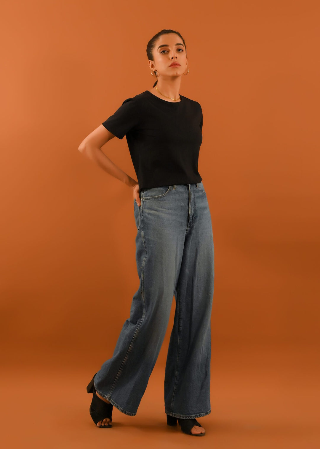 Dhaga Women Western Solids T- Shirt jersy Black Crop DT10002 - Summer Collection