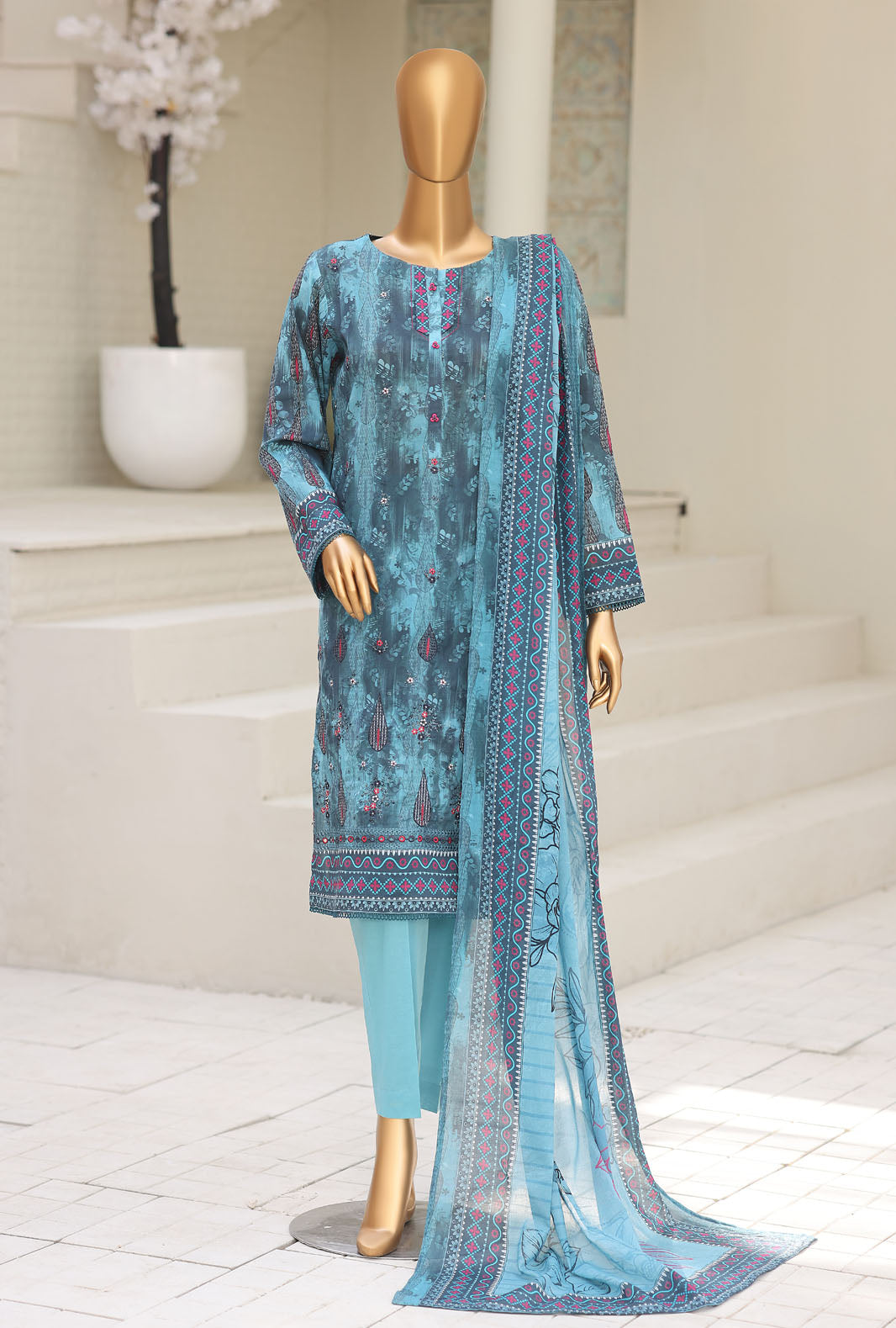 Asasa by HZ Textiles Digital Printed Unstitched Lawn 3 Piece Suit AEC - 1001 - Summer Collection