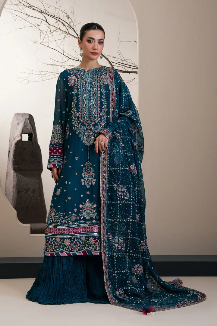 Xenia Formals Unstitched Embroidered Chiffon 3 Piece Suit D-05 Yona - Festive Collection