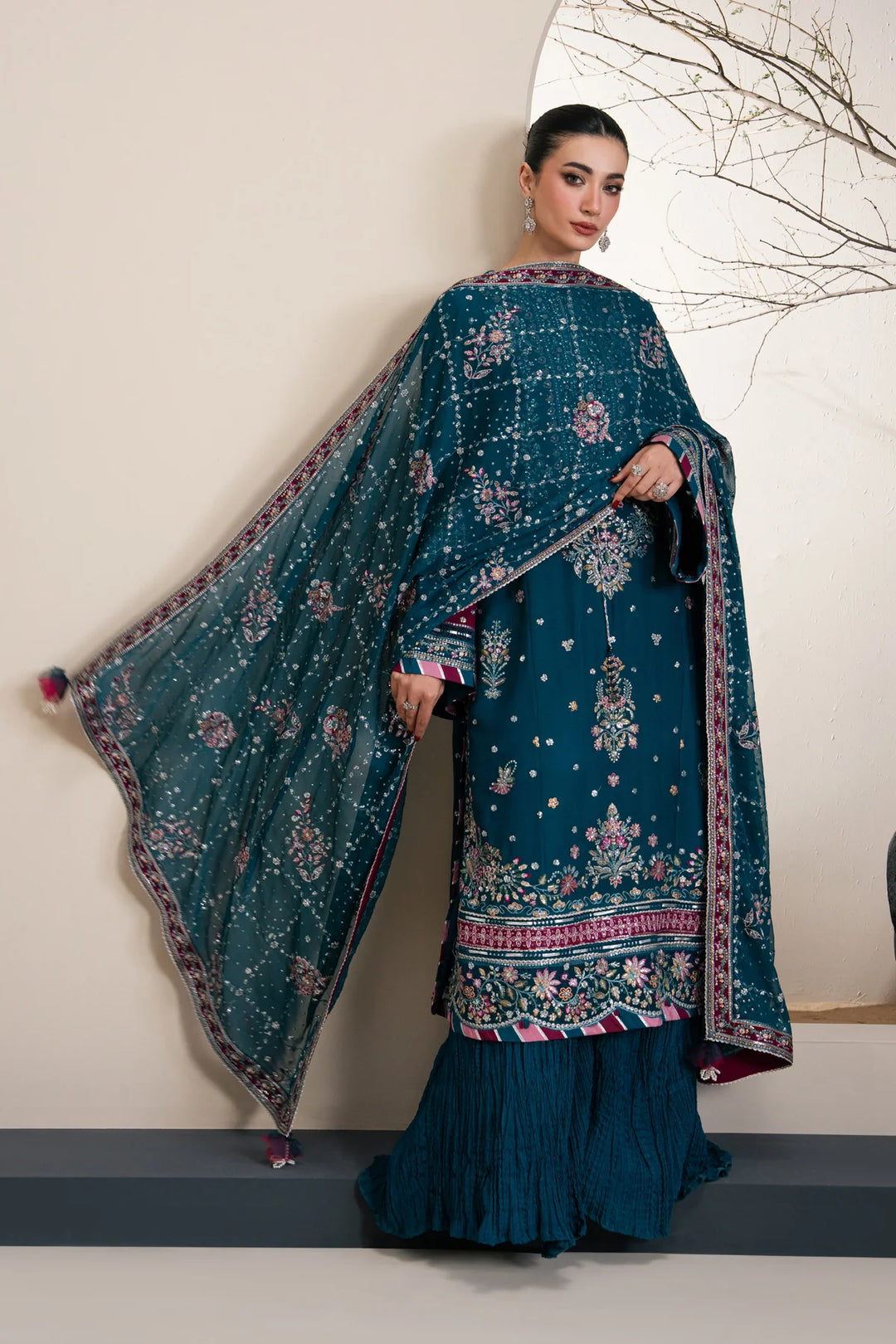 Xenia Formals Unstitched Embroidered Chiffon 3 Piece Suit D-05 Yona - Festive Collection