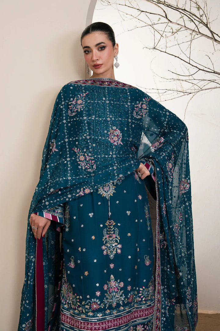 Xenia Formals Unstitched Embroidered Chiffon 3 Piece Suit D-05 Yona - Festive Collection