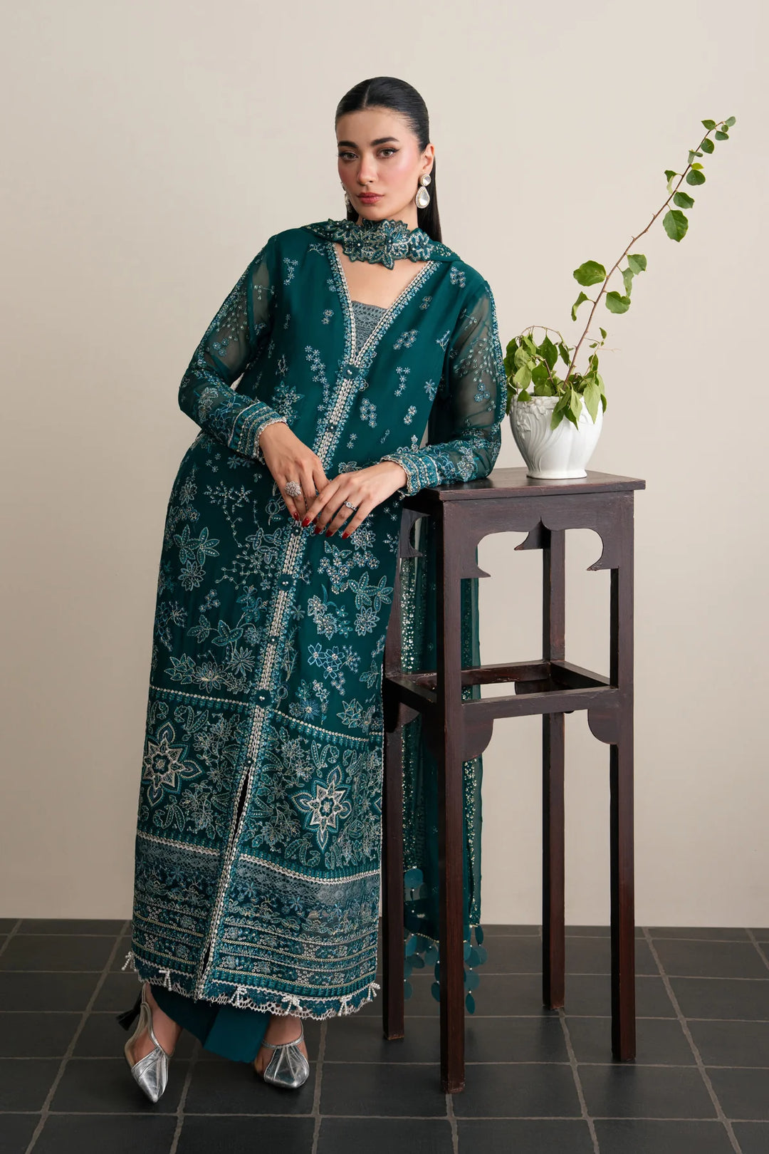 Xenia Formals Unstitched Embroidered Chiffon 3 Piece Suit D-02 Azari - Festive Collection