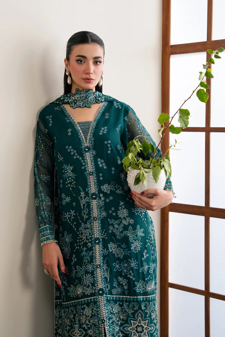 Xenia Formals Unstitched Embroidered Chiffon 3 Piece Suit D-02 Azari - Festive Collection