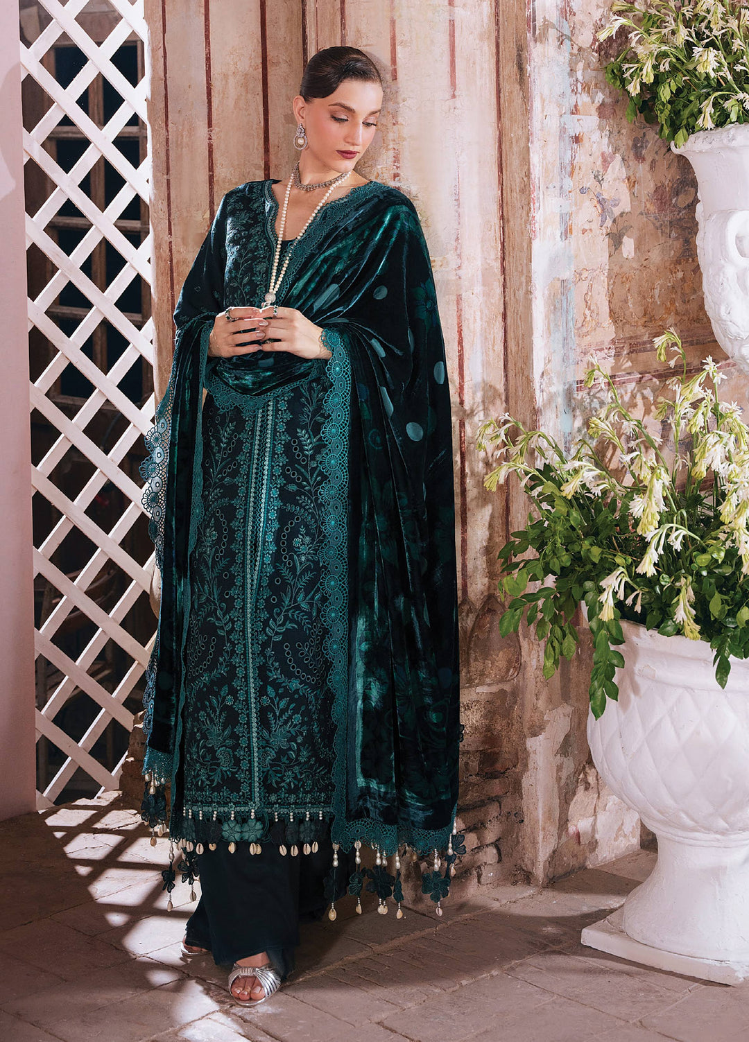 Amelia by Mahnur Unstitched Embroidered Corduroy 3 Piece Suit MN26ULW AM-06 - Winter Collection