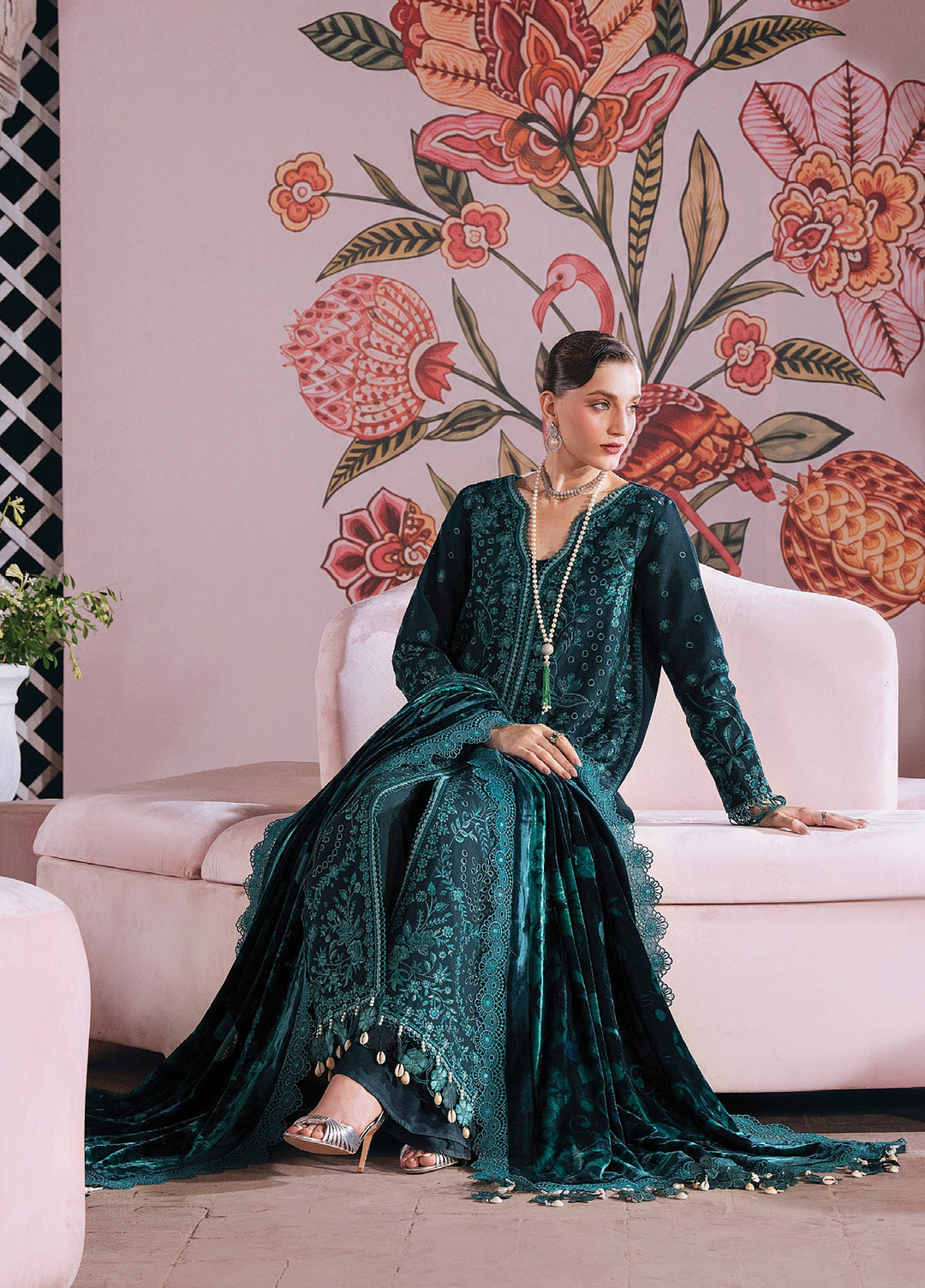 Amelia by Mahnur Unstitched Embroidered Corduroy 3 Piece Suit MN26ULW AM-01 - Winter Collection
