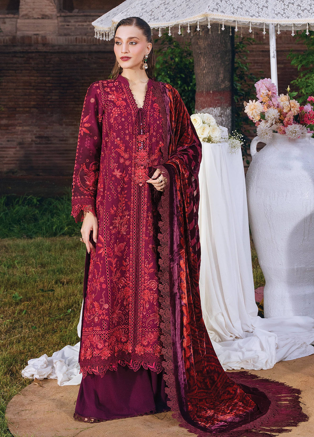 Amelia by Mahnur Unstitched Embroidered Corduroy 3 Piece Suit MN26ULW AM-02 - Winter Collection