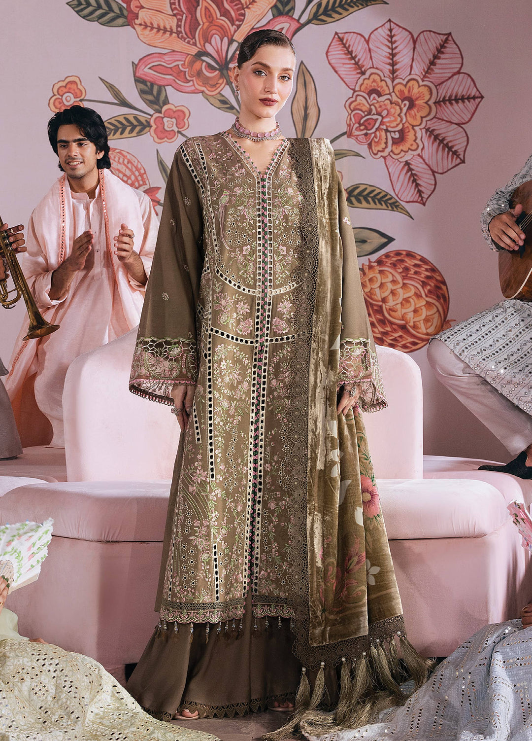 Amelia by Mahnur Unstitched Embroidered Corduroy 3 Piece Suit MN26ULW AM-03 - Winter Collection