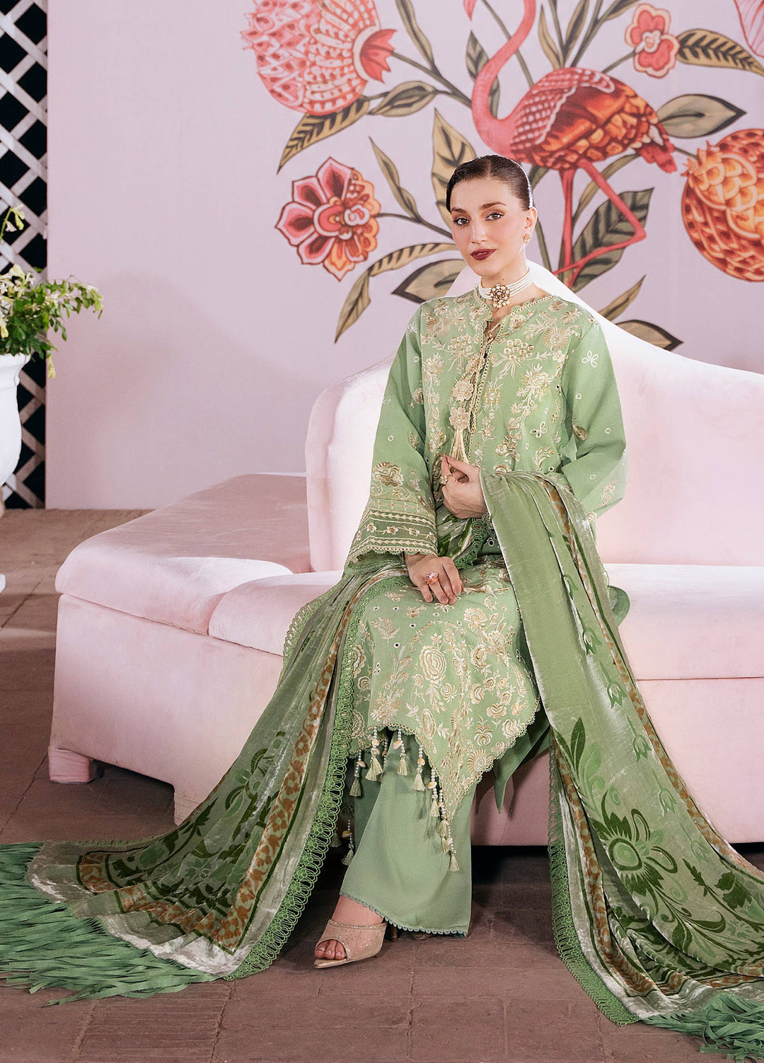 Amelia by Mahnur Unstitched Embroidered Corduroy 3 Piece Suit MN26ULW AM-08 - Winter Collection