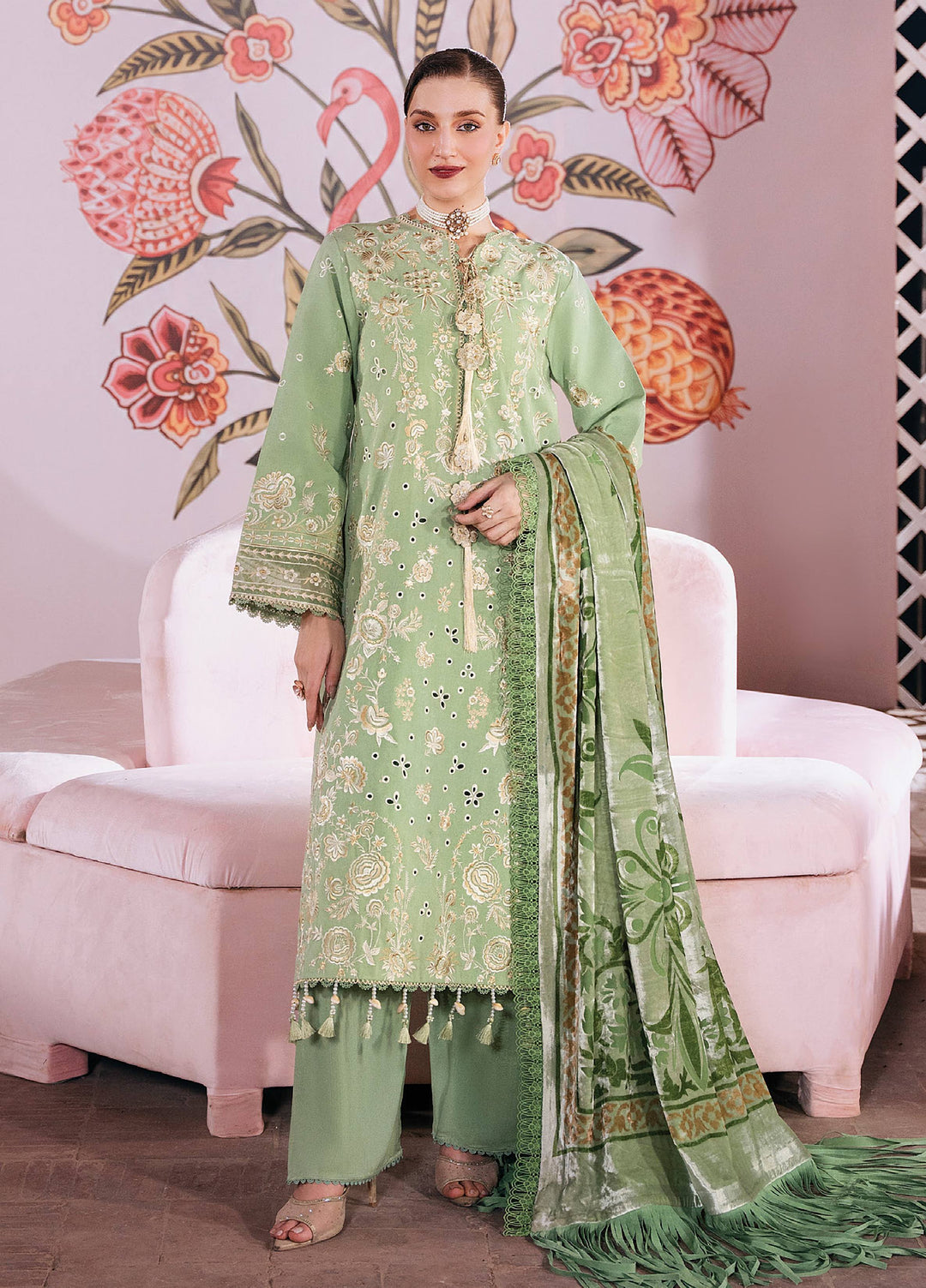 Amelia by Mahnur Unstitched Embroidered Corduroy 3 Piece Suit MN26ULW AM-08 - Winter Collection