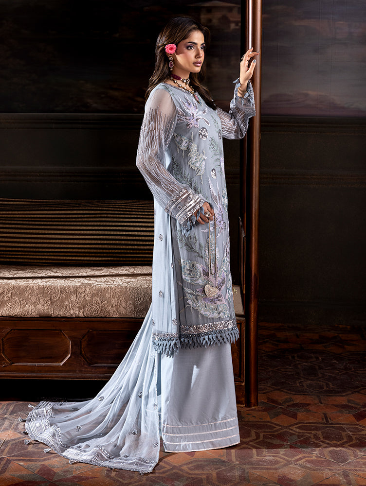 Zebtan Women Unstitched Embroidered Chiffon 3 Piece Suit AR-01 V2 Festive Collection