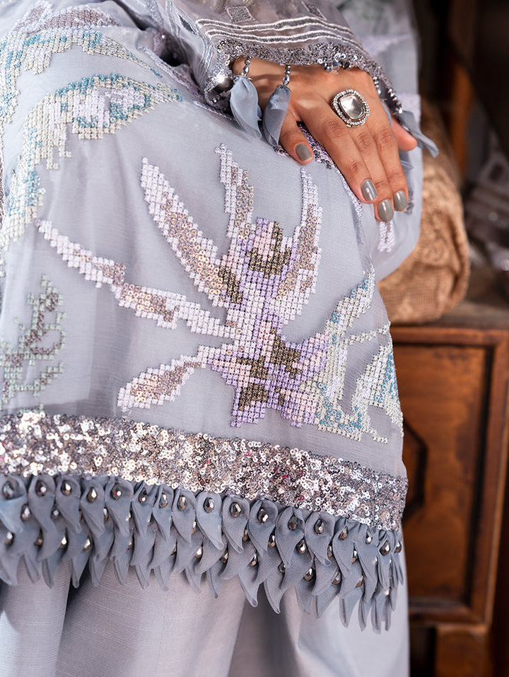 Zebtan Women Unstitched Embroidered Chiffon 3 Piece Suit AR-01 V2 Festive Collection