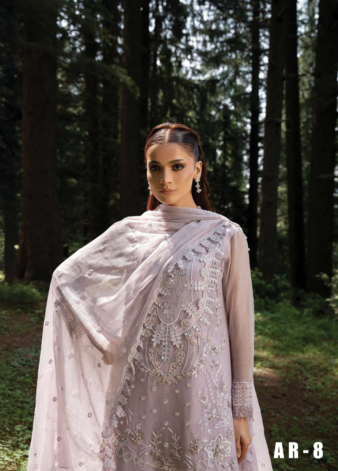 Aura by Zebtan Unstitched Embroidered Chiffon 3 Piece Suit ZB26UAC AR-8 - Festive Collection