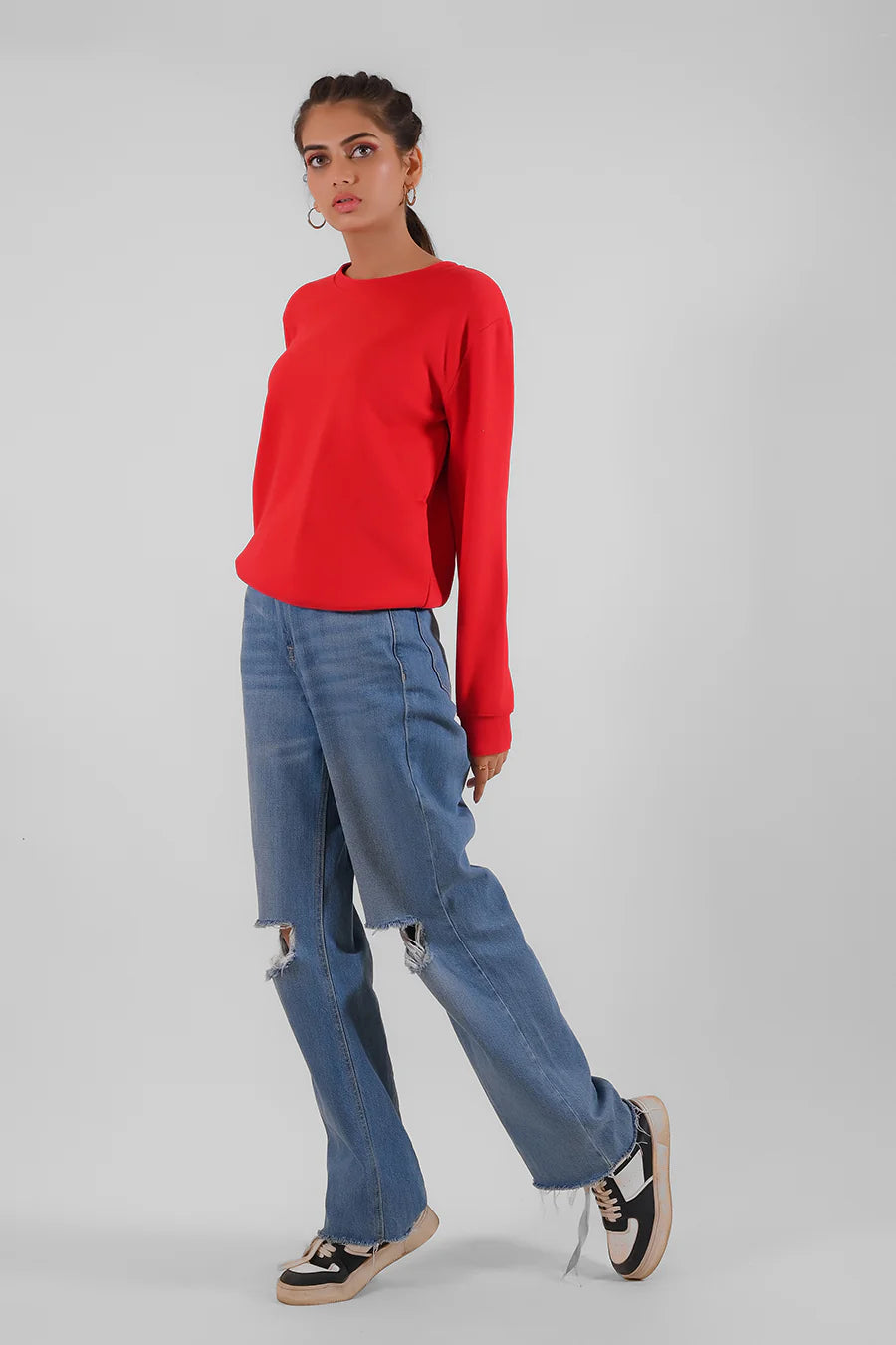 Dhaga Women Western Solids T- Shirt jersy Smart Fit Red DSS10006 - Summer Collection