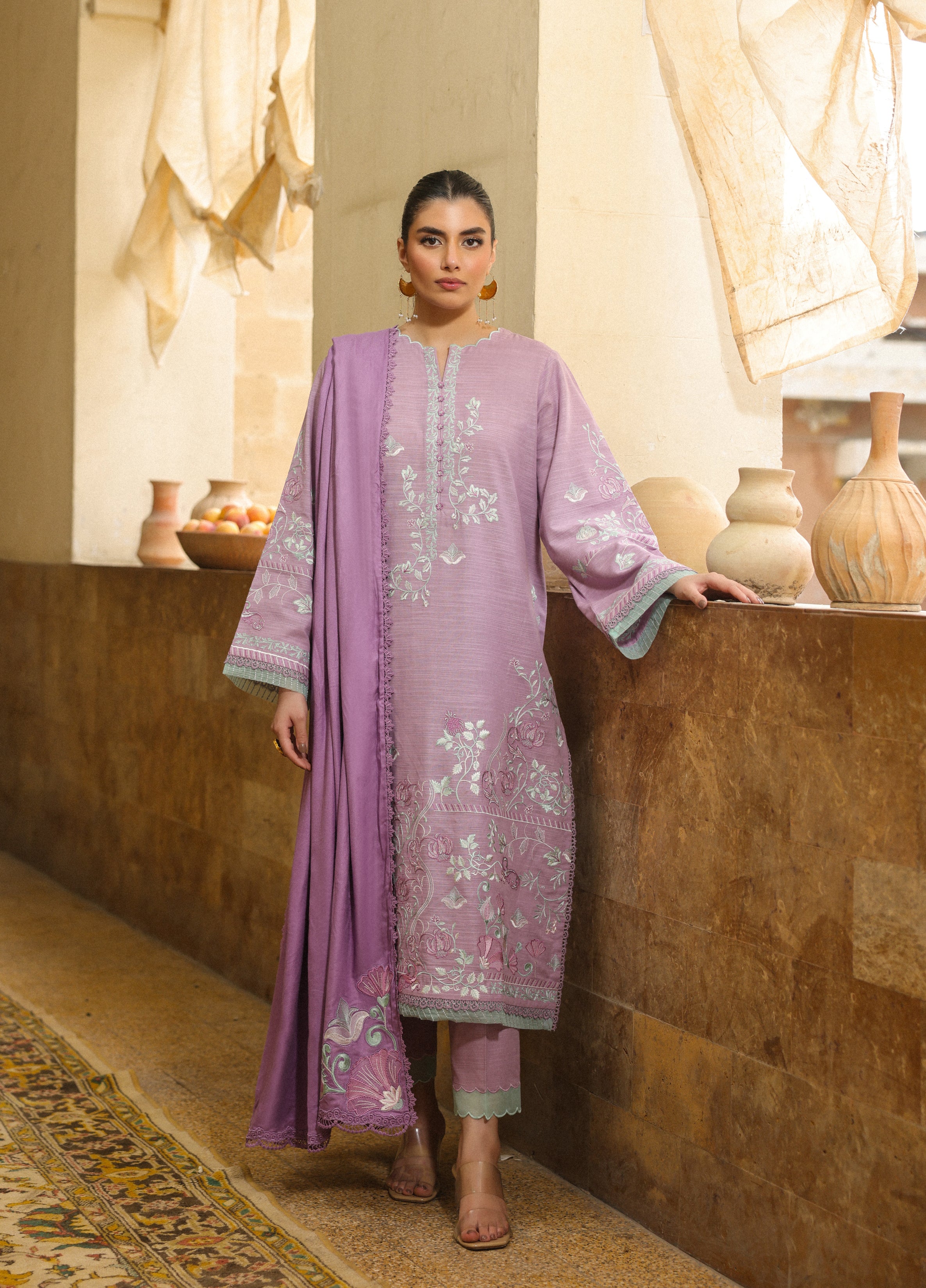 Sahar Embroidered Khaddar Suits Unstitched 3 Piece AW2-25-03 Lavina ...