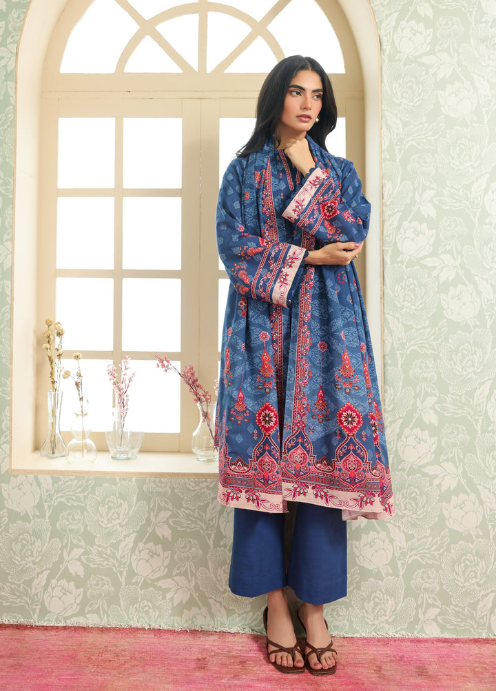 Sahar Printed Khaddar Suits Unstitched 3 Piece AW2-25-20 Royal Midnight - Winter Collection