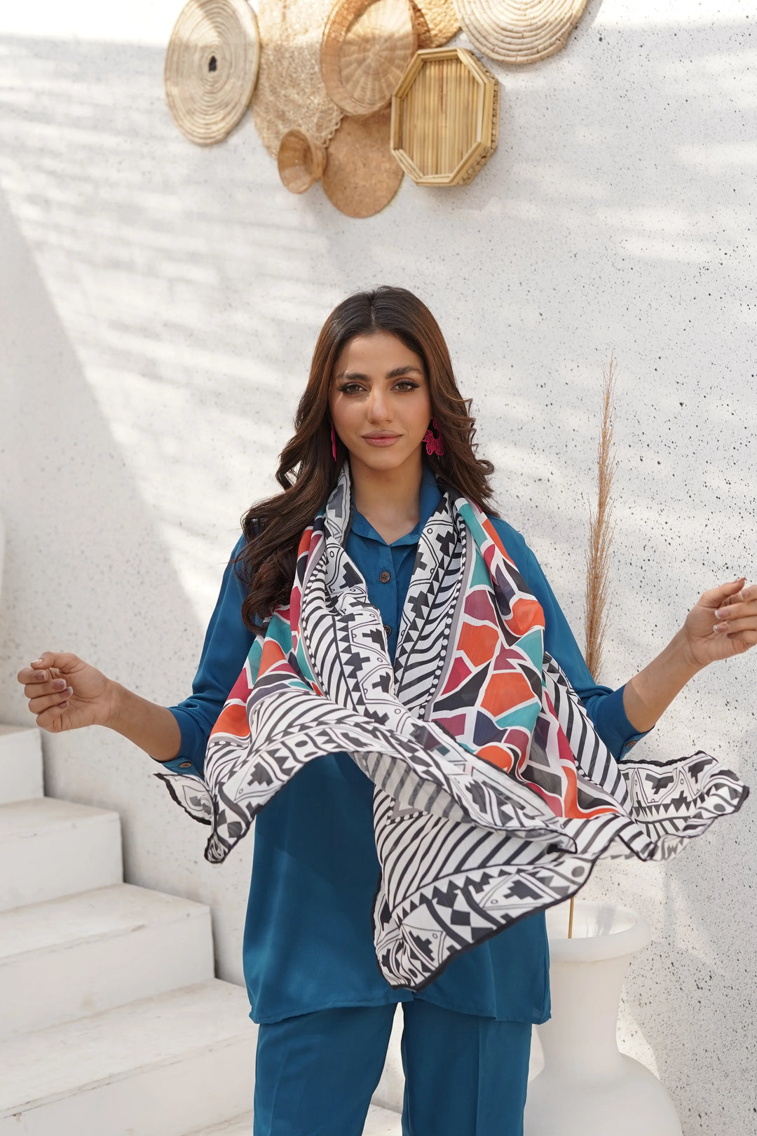 Dhaga Women Scarve Printed Crinkle Silk 1 Piece Multi Abstract - Summer Collection