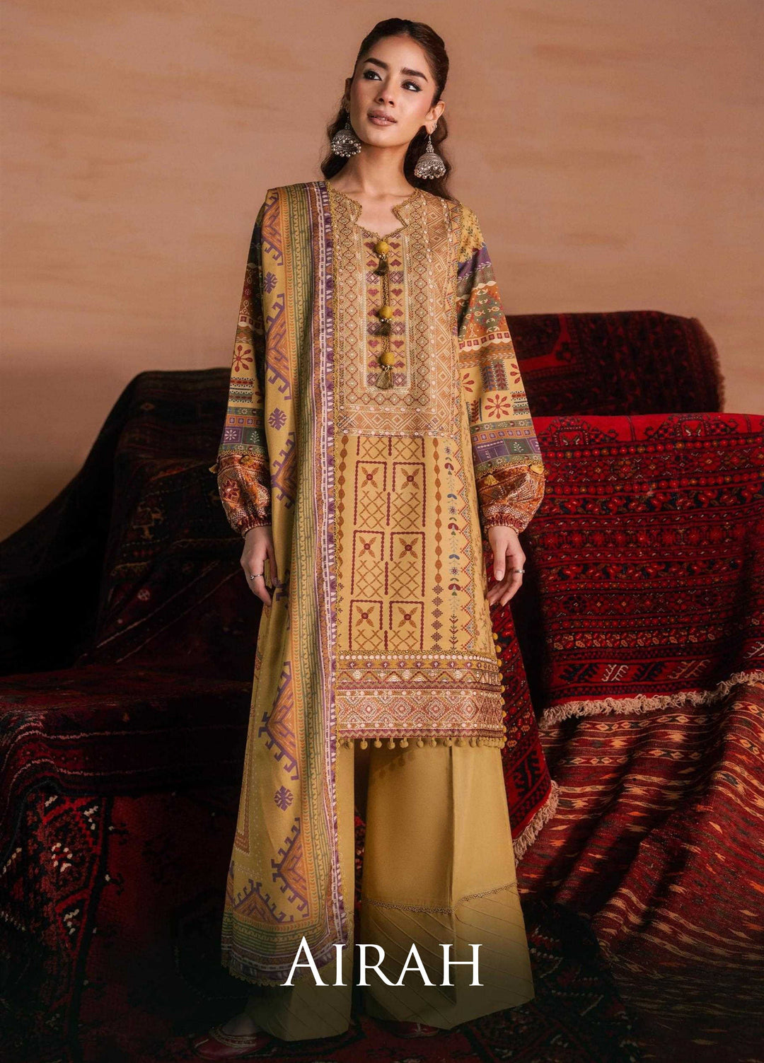 One Nation by Florent Unstitched Embroidered Viscose 3 Piece Suit FL26UON Airah - Casual Collection
