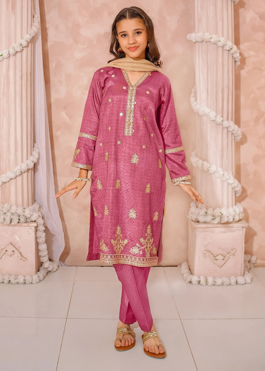 Modest Girls RTW Embroidered Mesuri 3 Piece Suit Maroon Festive Collection