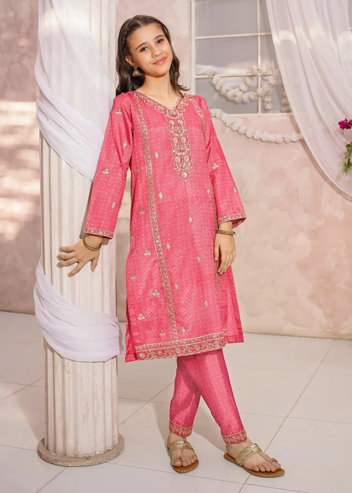 Modest Girls RTW Embroidered Mesuri 3 Piece Suit Pink-M1 Festive Collection