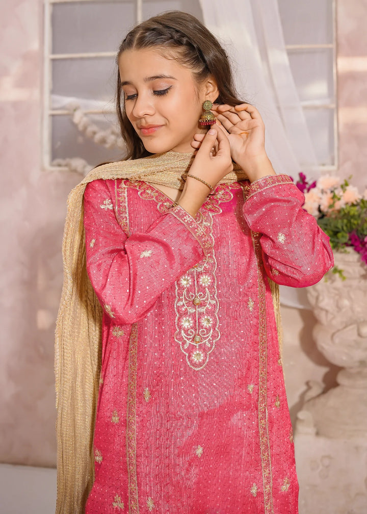 Modest Girls RTW Embroidered Mesuri 3 Piece Suit Pink-M1 Festive Collection