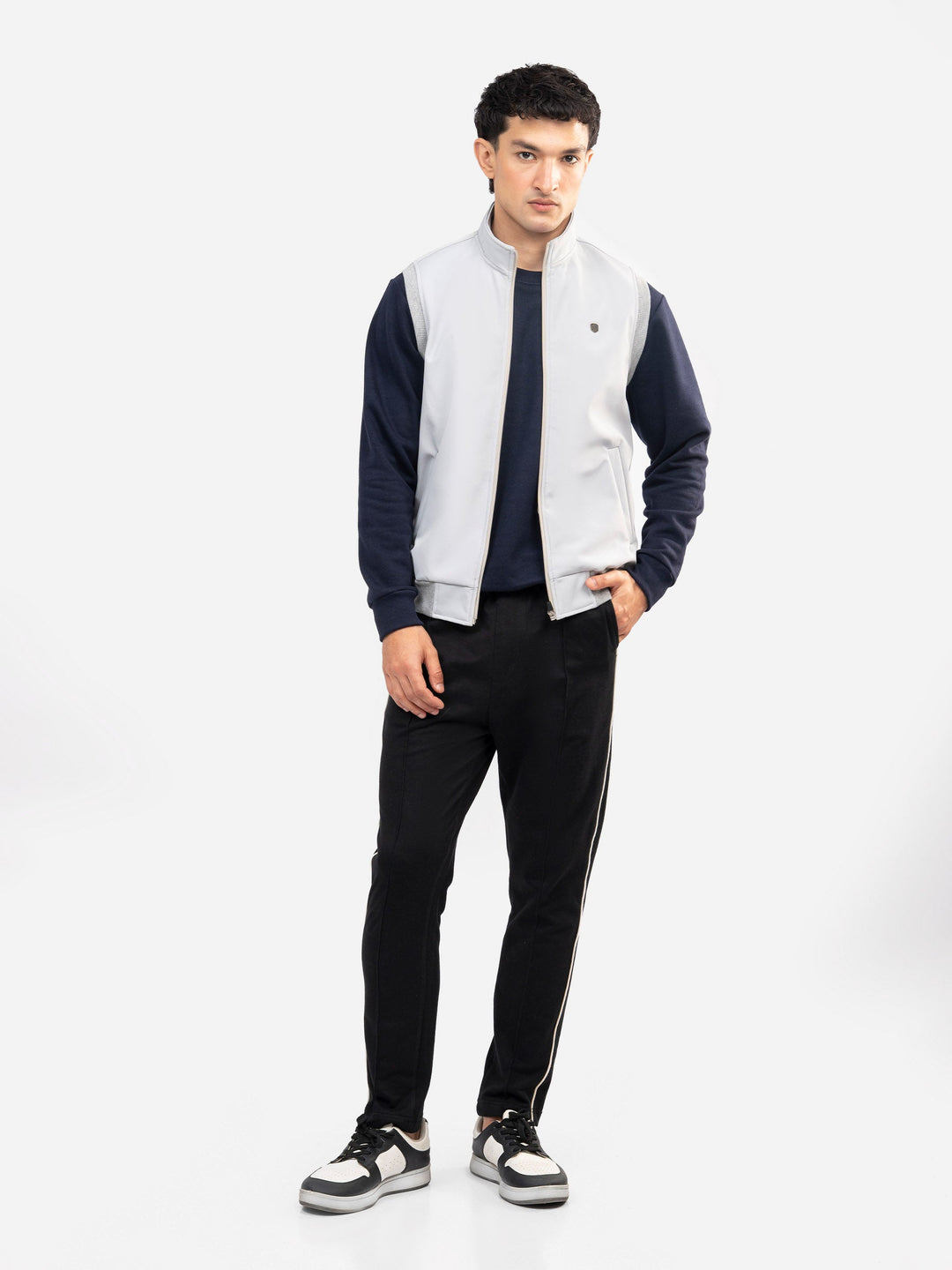 Brumano Mens RTW Solids Poly Jacket Ash Grey Sleeveless Winter Collection