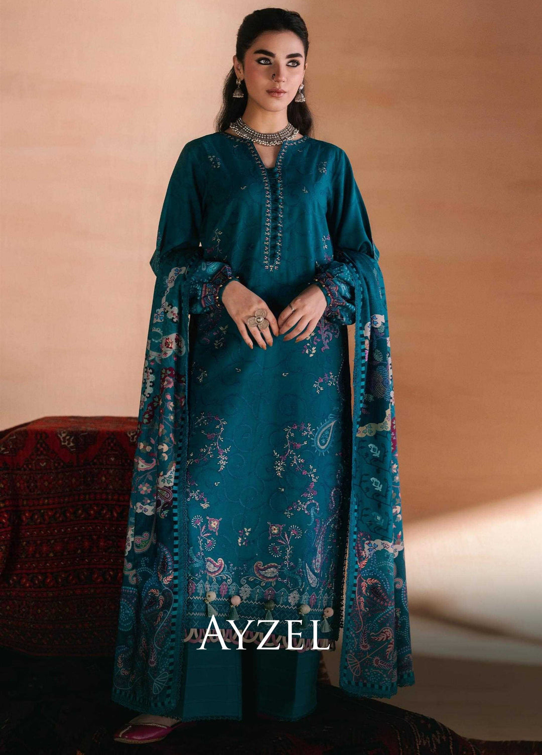 One Nation by Florent Unstitched Embroidered Viscose 3 Piece Suit FL26UON Ayzel - Casual Collection
