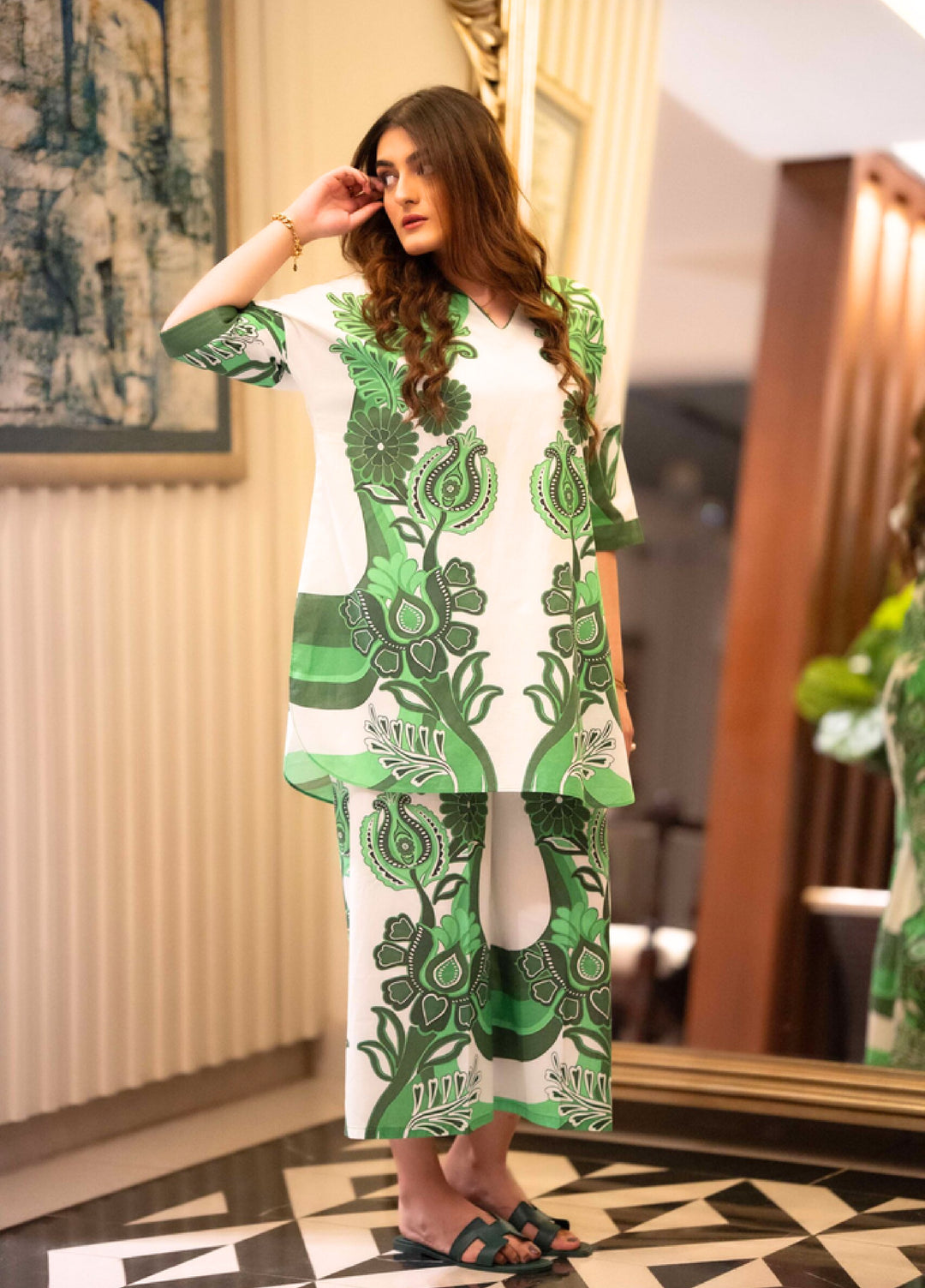 Raniahs by Laaleh RTW Printed Cotton Lawn 2 Piece Suit LAH26PR Aztec Green N White - Casual Collection