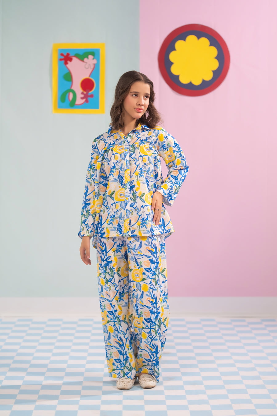 Sprinkles Girls RTW Printed Poly Co-ord Set Azure Stem - Casual Collection