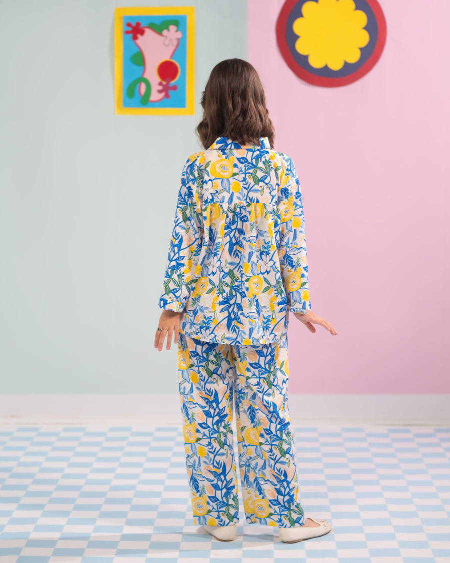 Sprinkles Girls RTW Printed Poly Co-ord Set Azure Stem - Casual Collection