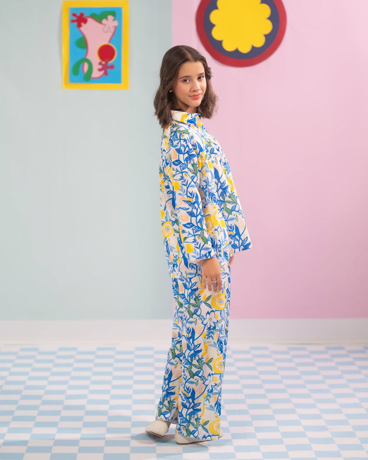 Sprinkles Girls RTW Printed Poly Co-ord Set Azure Stem - Casual Collection