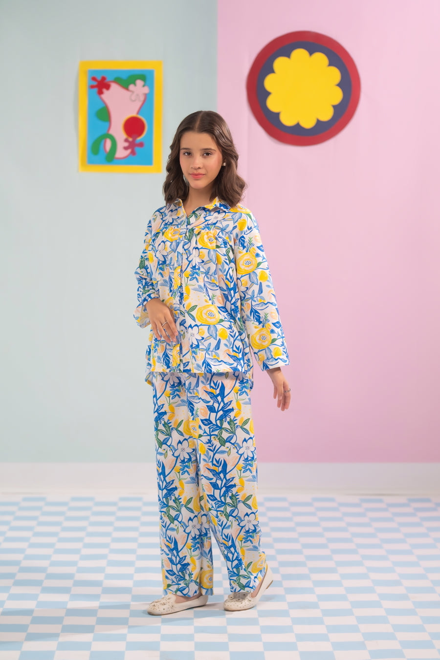 Sprinkles Girls RTW Printed Poly Co-ord Set Azure Stem - Casual Collection