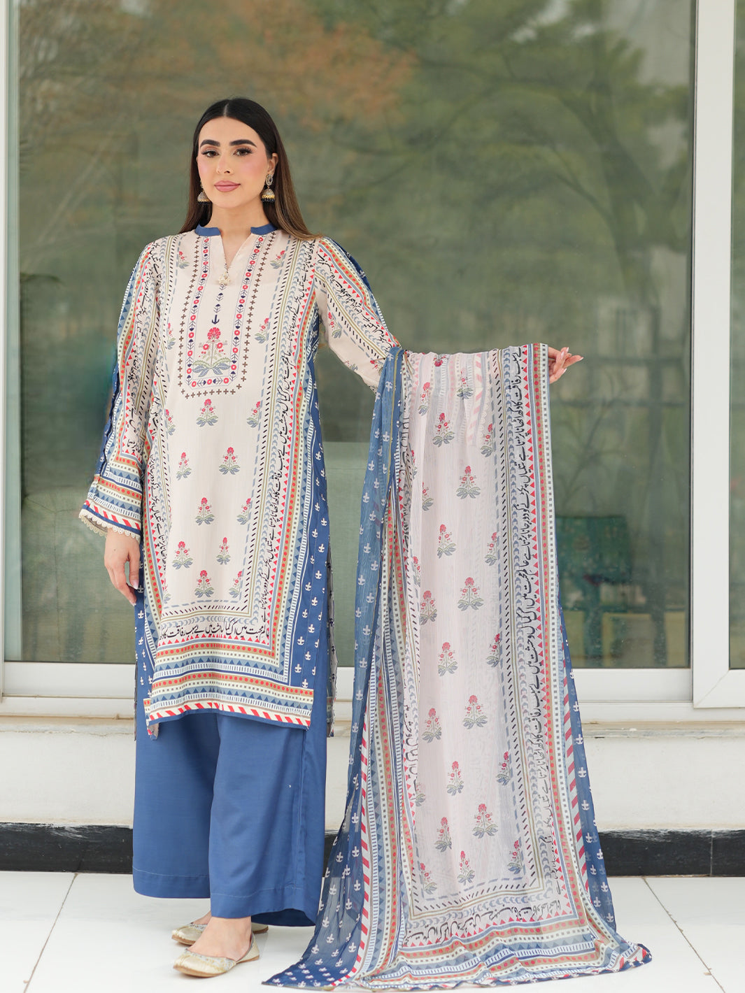 TNG Women Luxury Pret Printed Crepe 3 Piece Suit Asbaab - Casual Collection