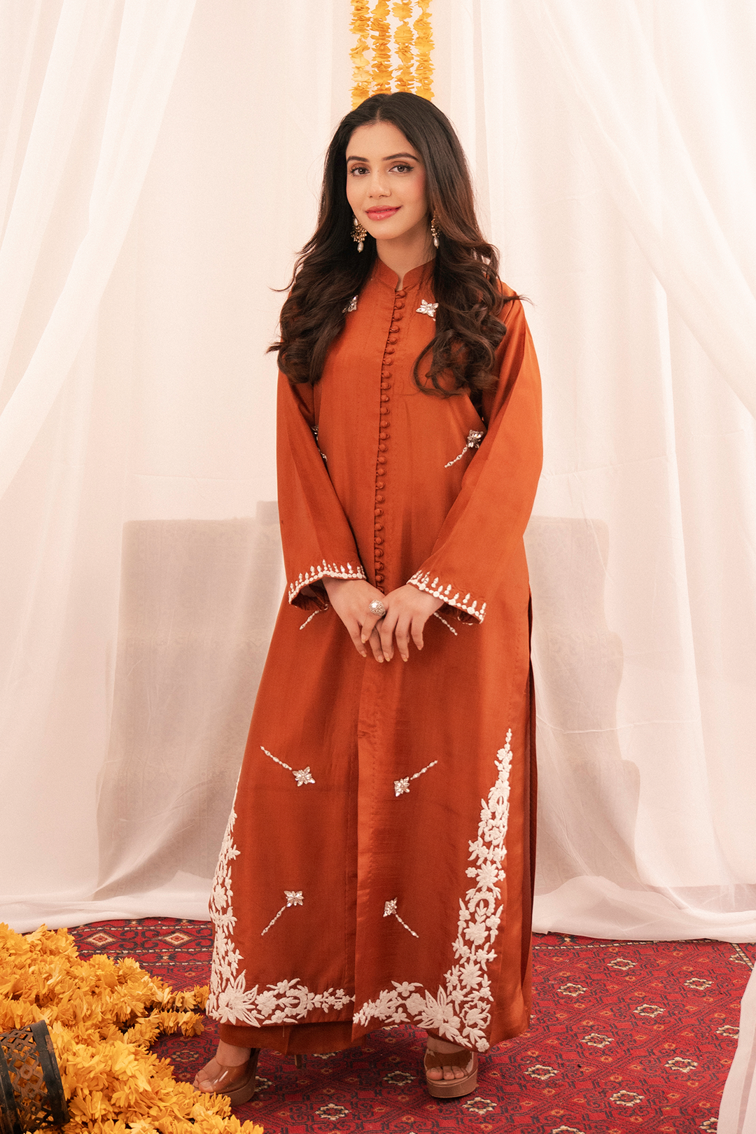 Maham Sultan Women RTW Embroidered Butter Silk 3 Piece Suit HAZEL - Eid Collection
