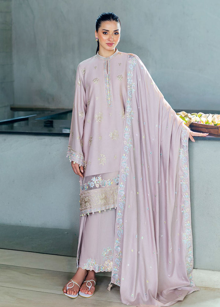Cross Stitch Embroidered Cotton Satin Suits Unstitched 3 Piece CS25SU Blossom Tint - Winter Collection