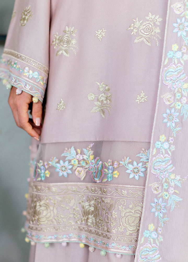 Cross Stitch Embroidered Cotton Satin Suits Unstitched 3 Piece CS25SU Blossom Tint - Winter Collection