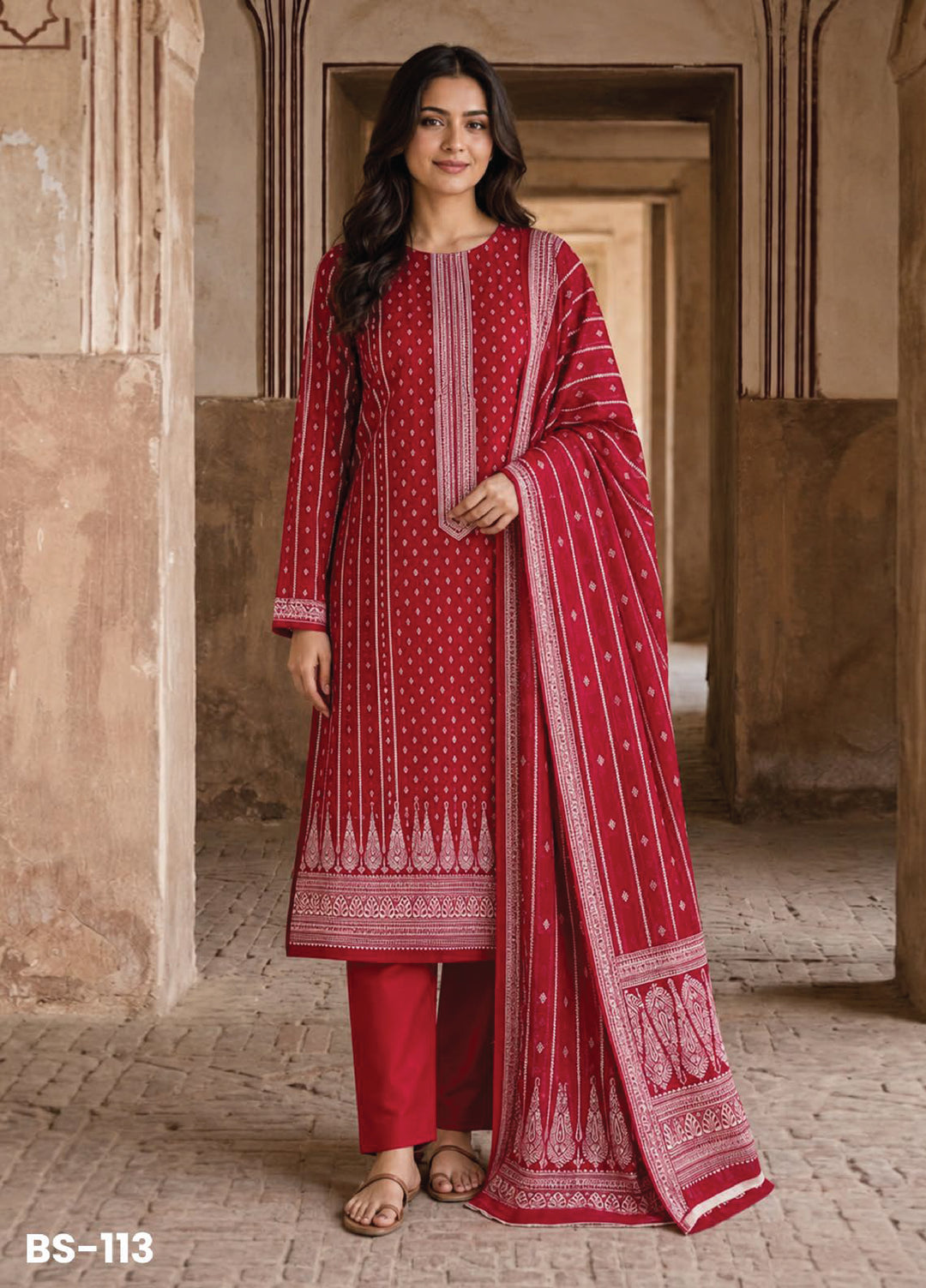 Bin Saeed Unstitched Printed Lawn Cotton 3 Piece Suit BS26UCL BS-113 - Casual Collection