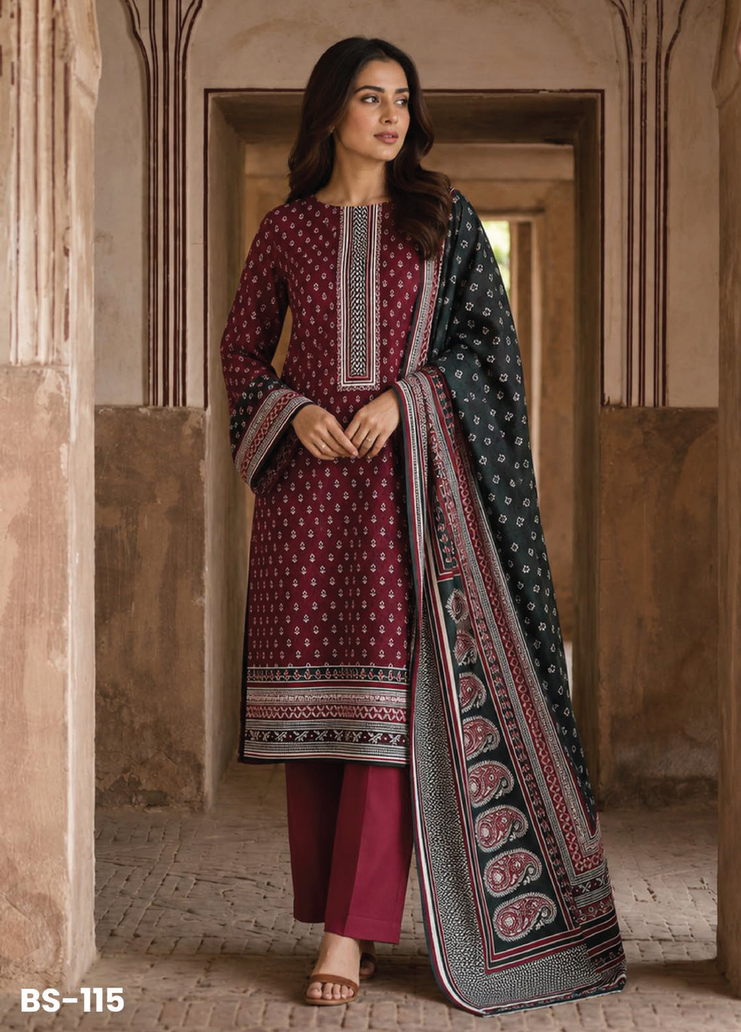 Bin Saeed Unstitched Printed Lawn Cotton 3 Piece Suit BS26UCL BS-115 - Casual Collection