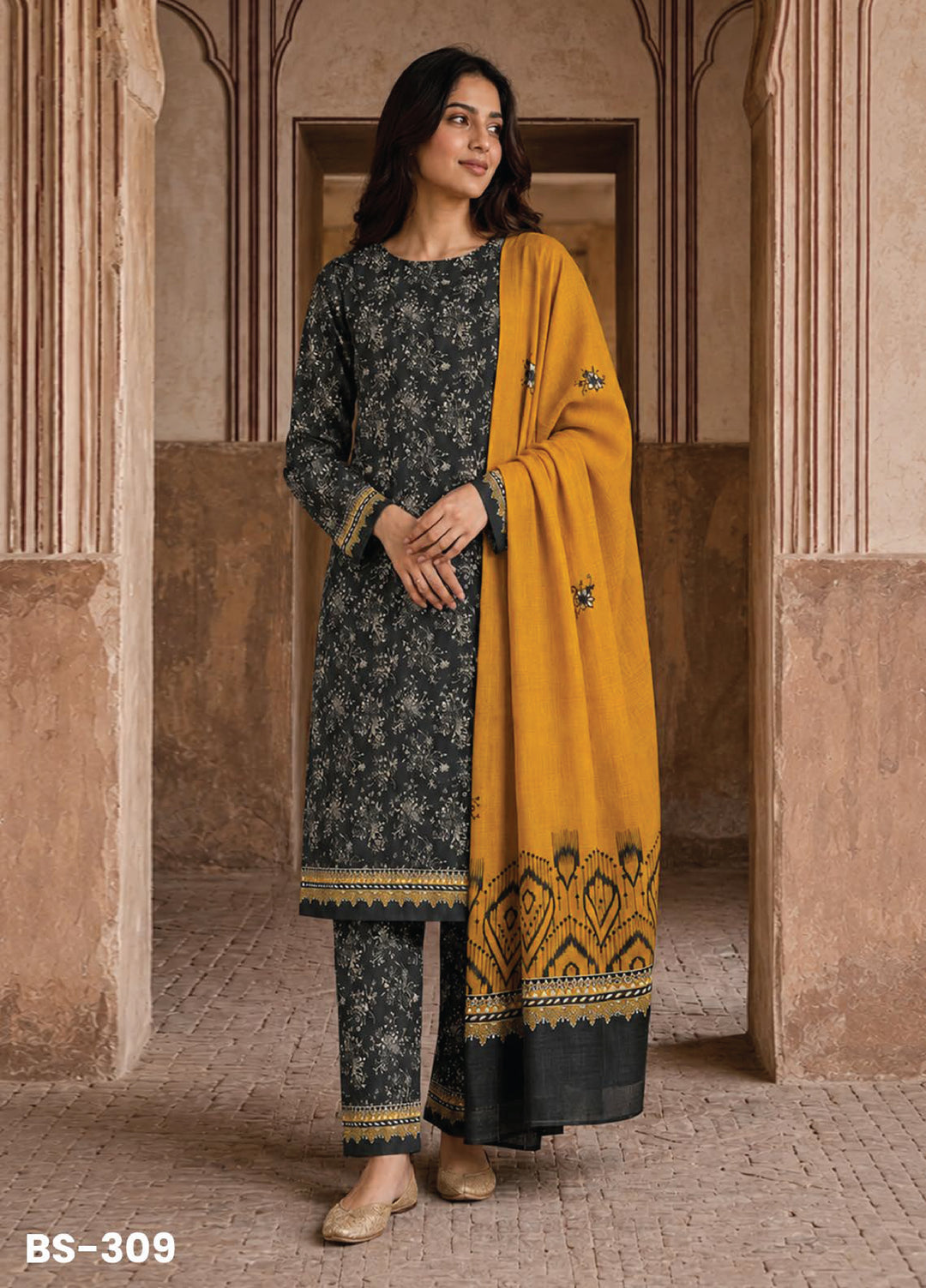 Bin Saeed Unstitched Printed Lawn Cotton 3 Piece Suit BS26UCL BS-309 - Casual Collection