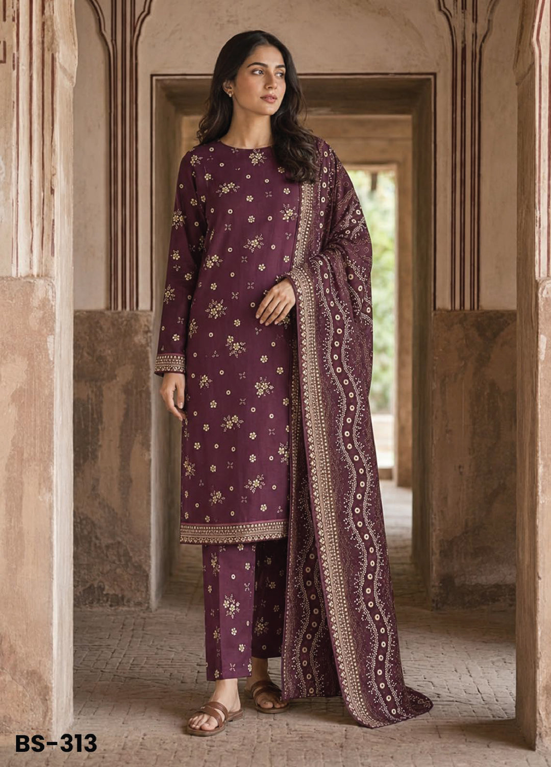 Bin Saeed Unstitched Printed Lawn Cotton 3 Piece Suit BS26UCL BS-313 - Casual Collection