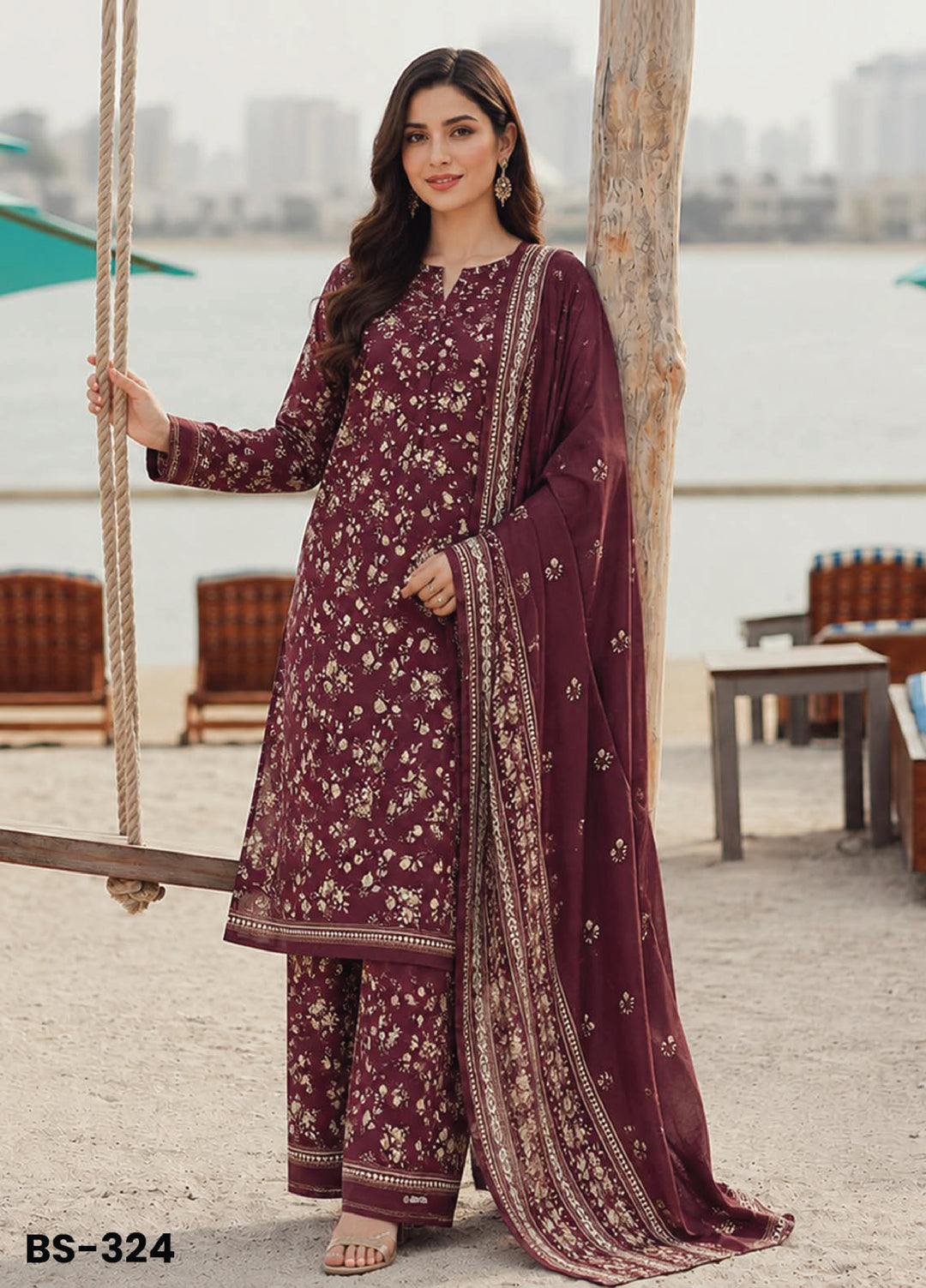 Bin Saeed Unstitched Printed Lawn Cotton 3 Piece Suit BS26UCL BS-324 - Casual Collection