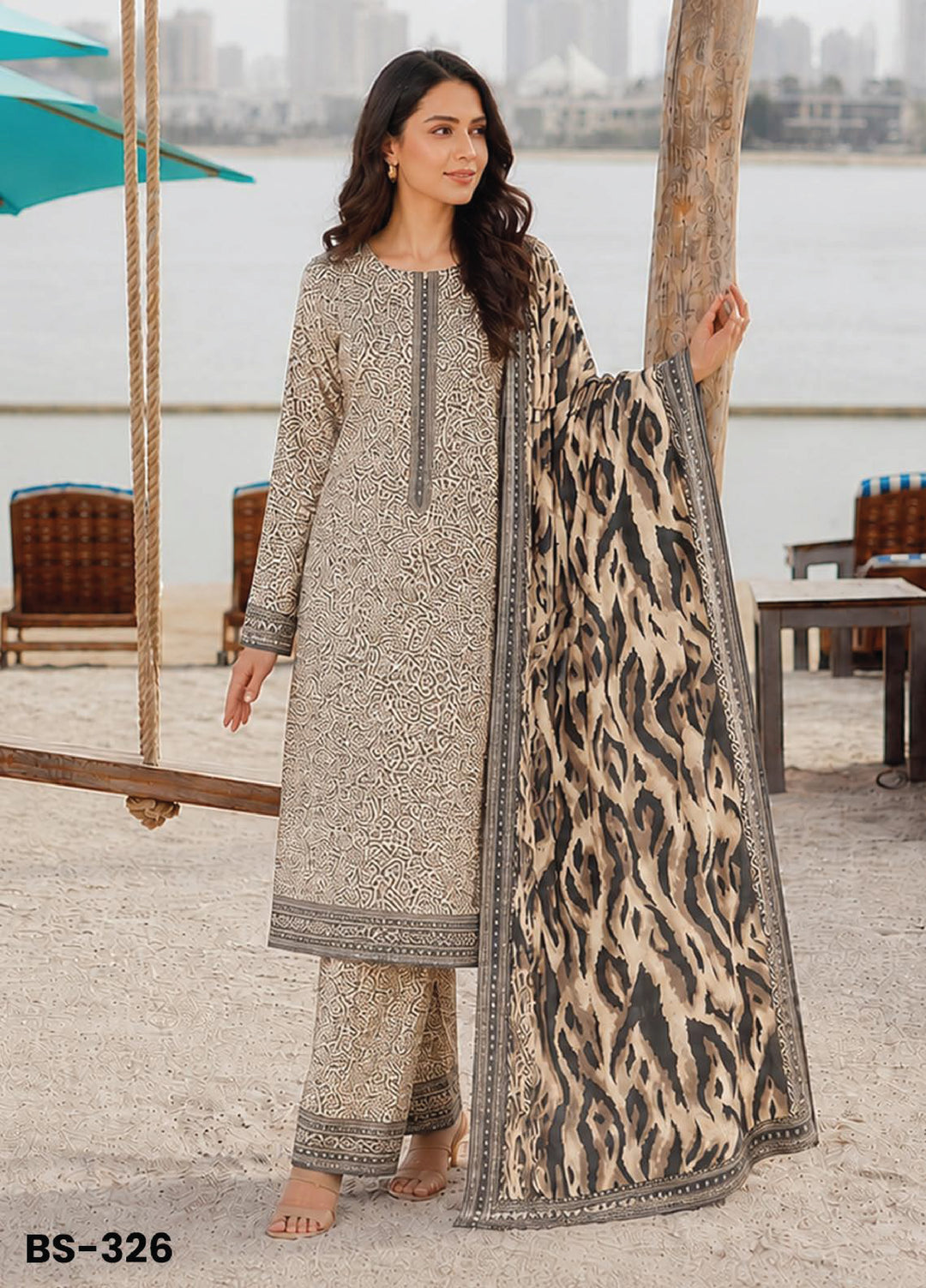 Bin Saeed Unstitched Printed Lawn Cotton 3 Piece Suit BS26UCL BS-326 - Casual Collection