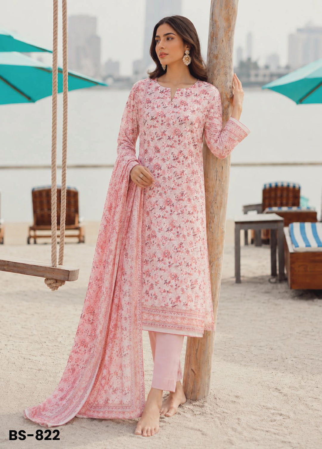 Bin Saeed Unstitched Printed Lawn Cotton 3 Piece Suit BS26UCL BS-822 - Casual Collection