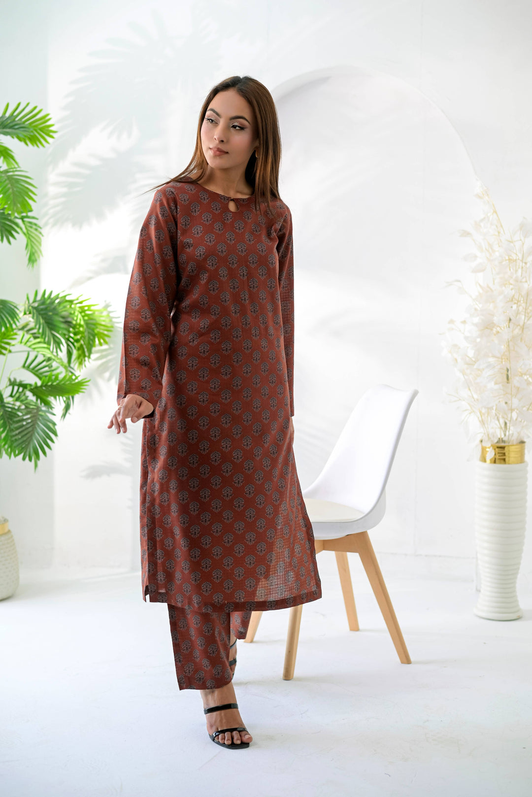 Silcot Women RTW Printed Lawn 2 Piece Suit Rust Heritage - Casual Collection