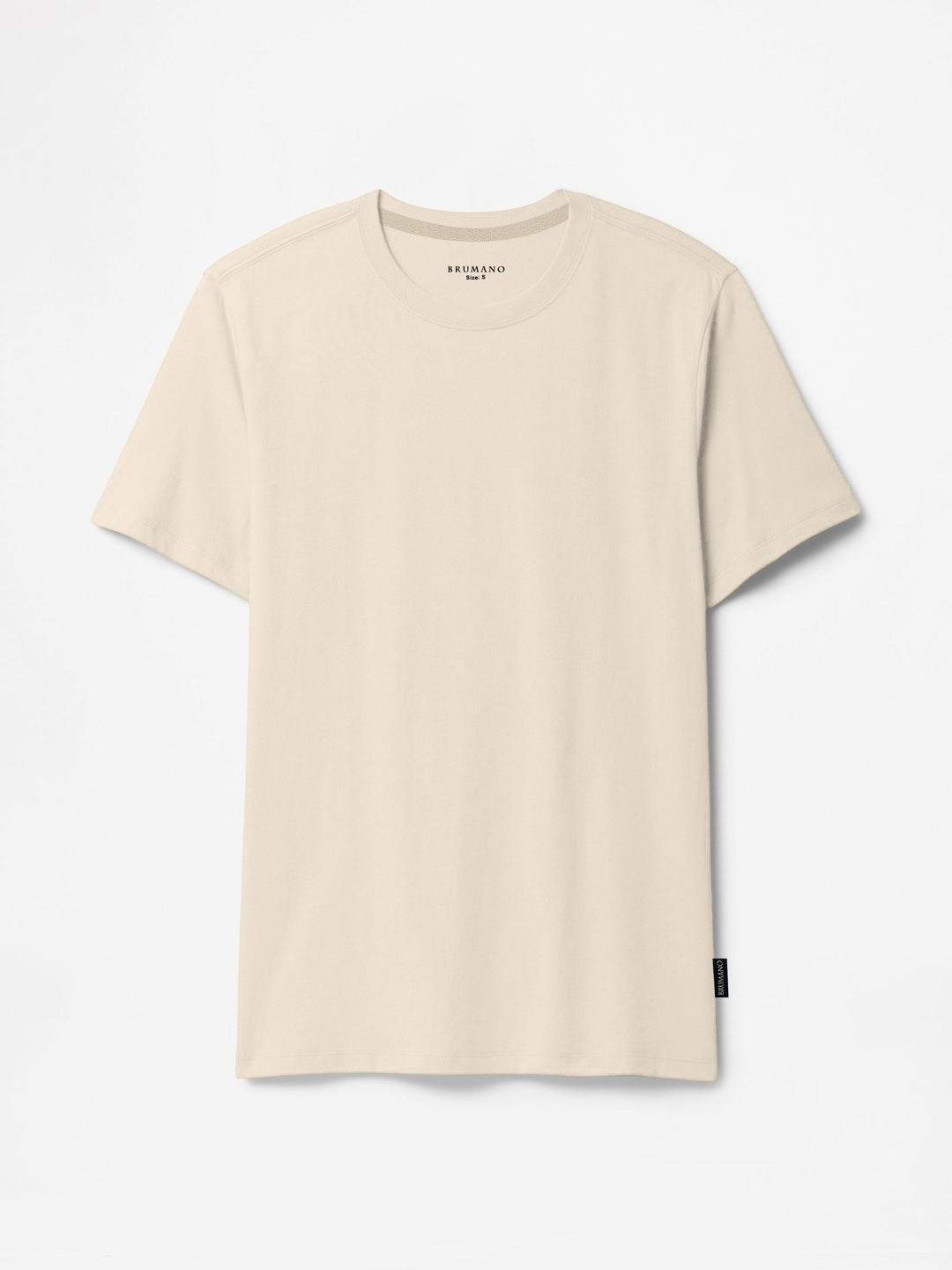 Brumano Mens T-Shirt RTW Solids Cotton Beige Basic Tee Casual Collection